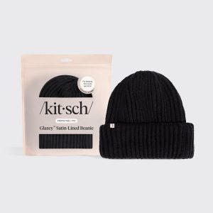 Glazey??Satin-Lined Beanie in Black